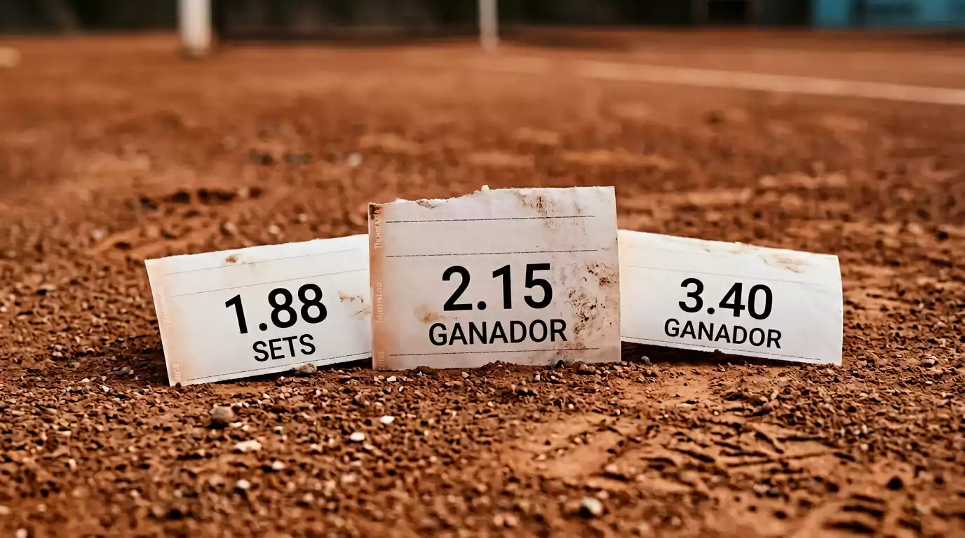 Boletos de apuestas combinadas sobre pista de tenis de arcilla