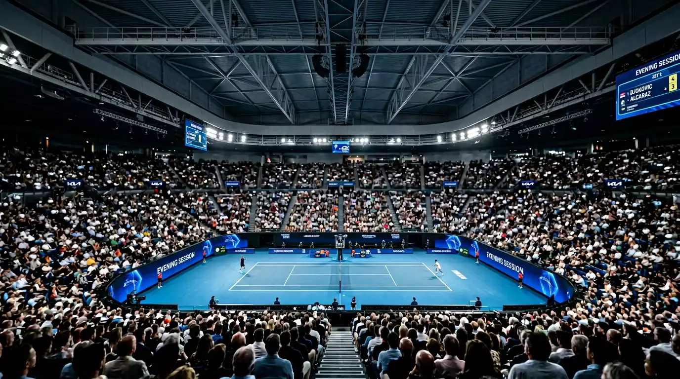 Estadio de tenis lleno durante un partido de Masters 1000